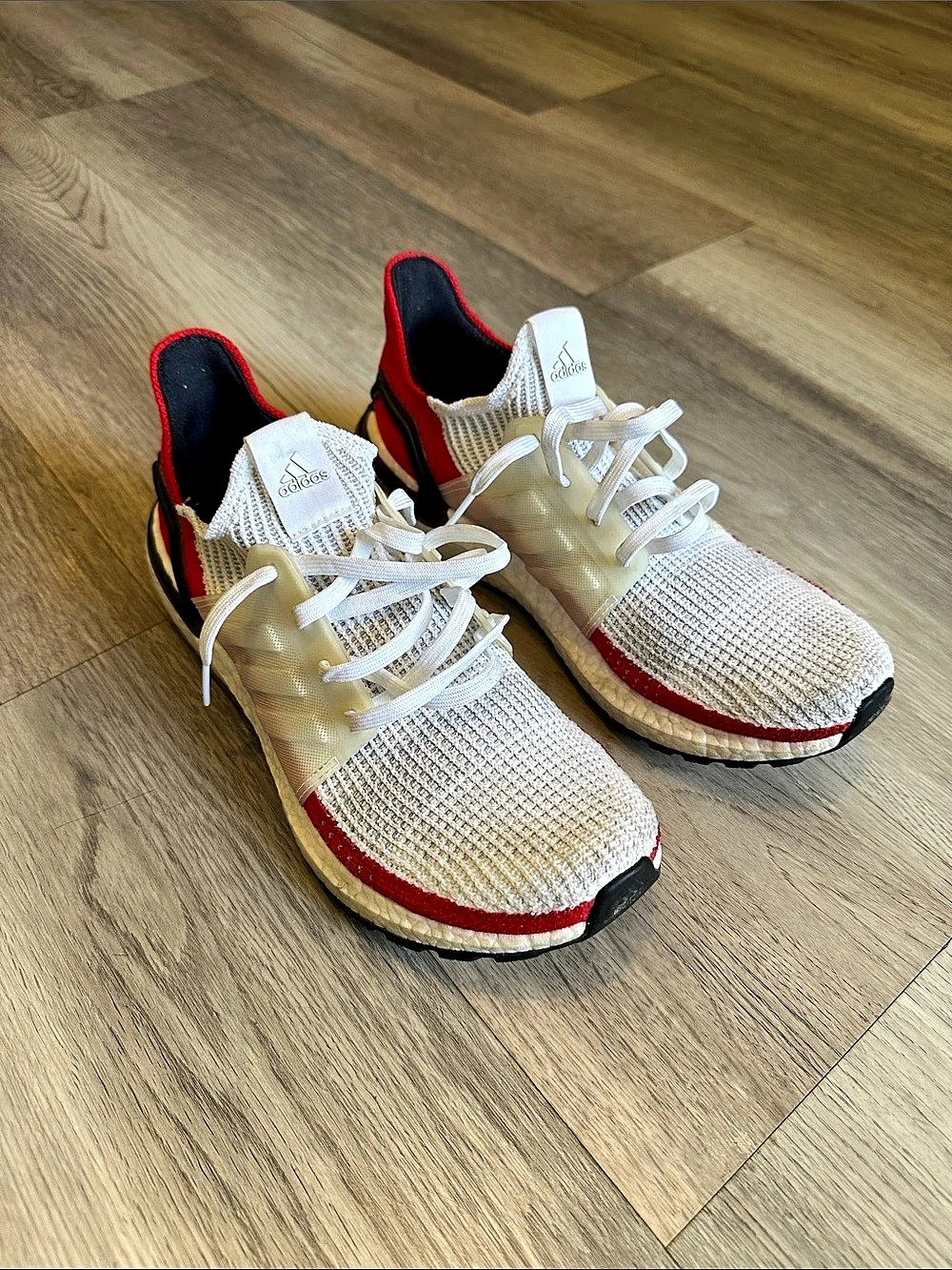adidas Ultraboost 19 Athletic Shoes White & Red US 9.5